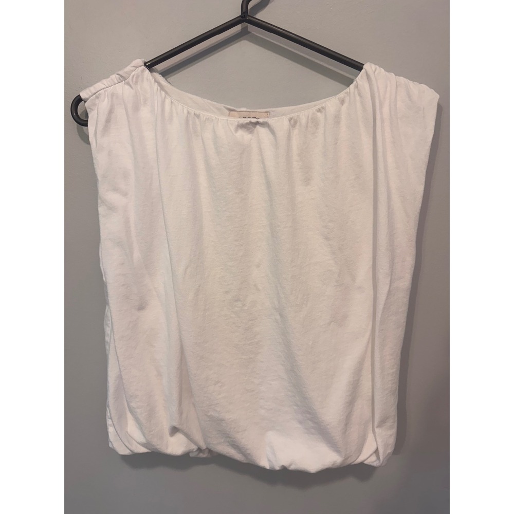 LOFT Sunset White Draped Sleeveless Bubble Hem Top Size Small NWOT